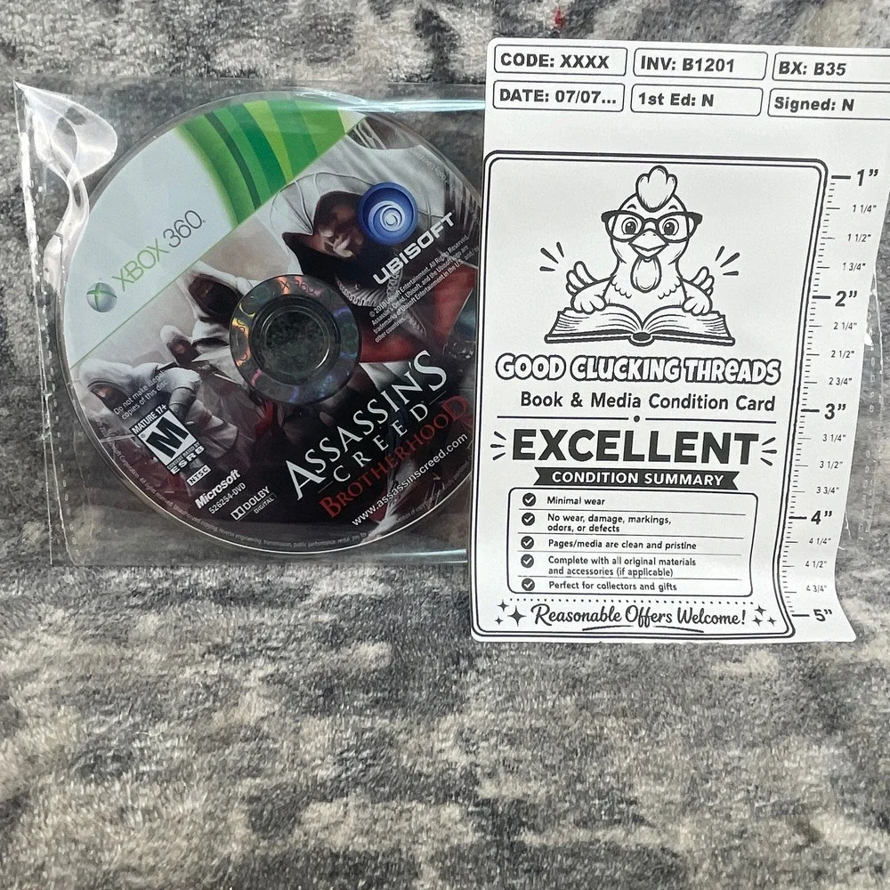 Assassin's Creed Brotherhood Xbox 360 Ubisoft 2010 Ezio Rome Stealth Game Disc
